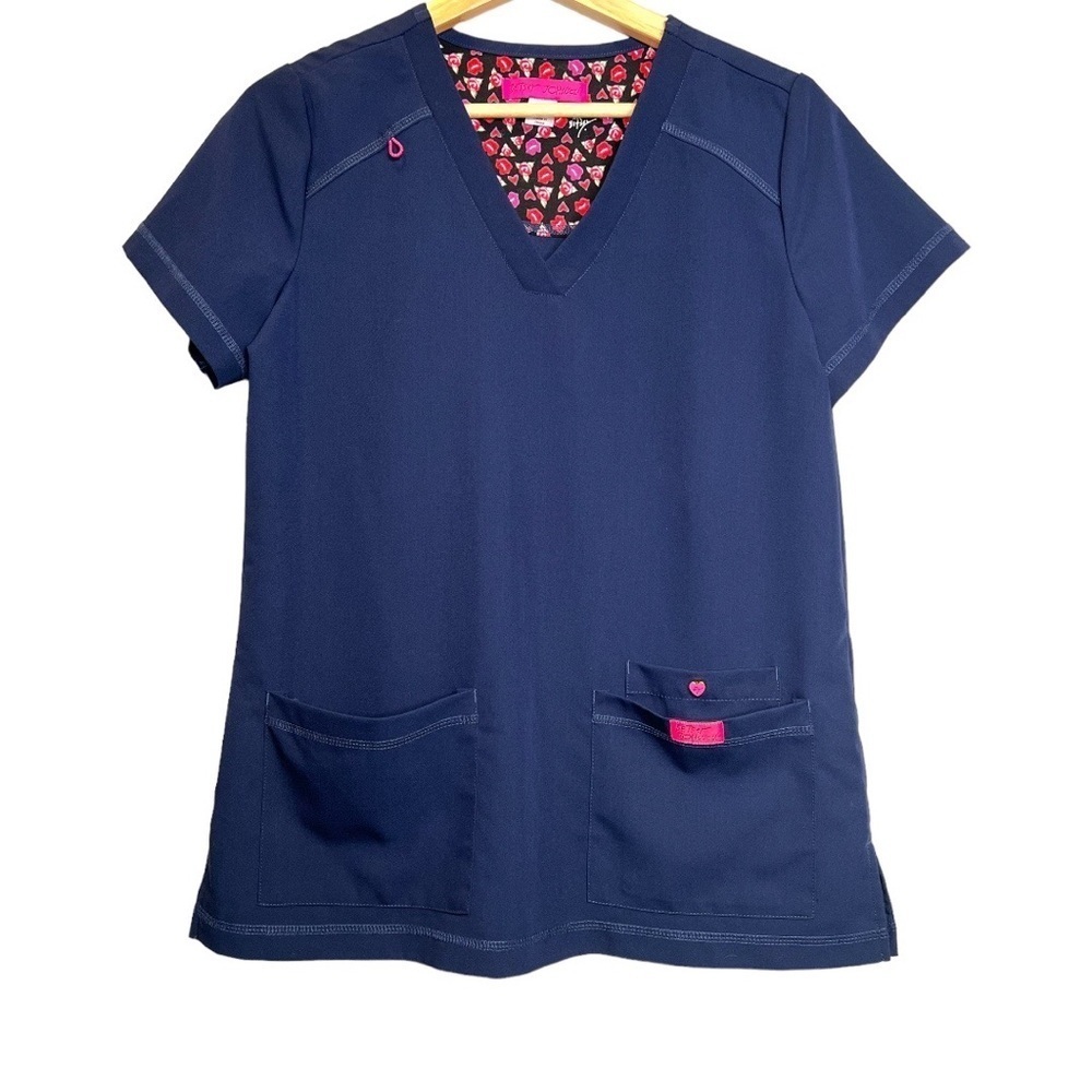 Betsey Johnson | Navy Scrub Top with Pockets Sz S